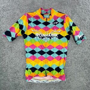 Zoot Ironhawk Endurance Mens Cycling Jersey Medium Multicolor Harlequin Full Zip